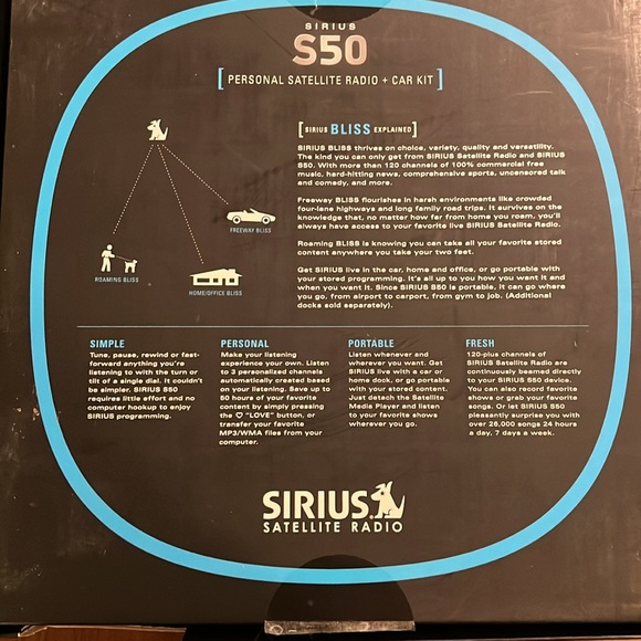 Sirius Personal Satellite Radio + Car Kit S50 Portable Media Player Remote Dock - Picture 7 of 11